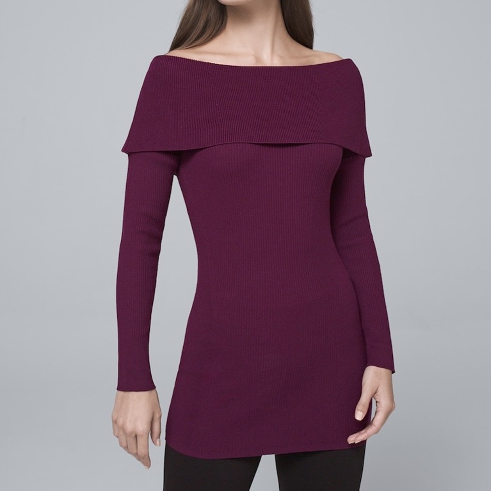 WHBM bow-back off shoulder sweater tunic